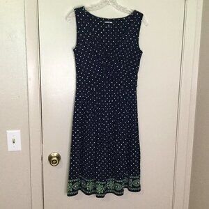 Lands' End Surplice Wrap Front Fit & Flare Navy Sleeveless Dress